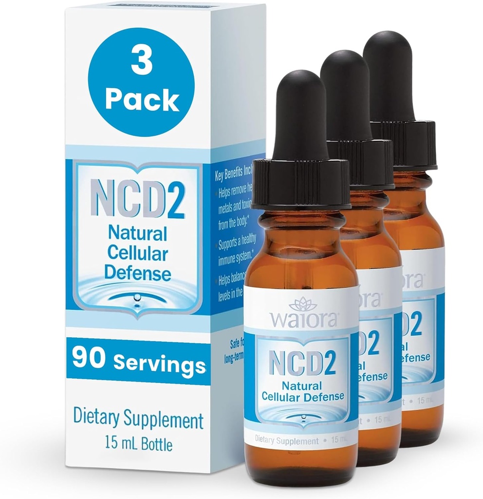 Waiora NCD2 Gocce di Zeolite liquide attivate, Miscela in cibi/bevande, Corpo naturale Cleanse & Promuovi il supporto immunitario, Tutto naturale, pH Balance Zeolite Gocce Liquide - 3 bottiglie (0.5 oz. ea.) 270 serv.