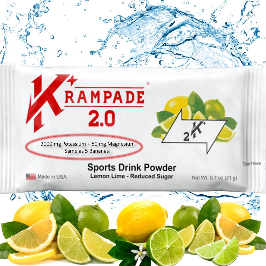 Krampade Potassium supplément de magnésium électrolytes en poudre - 50 mg Mag + 2000 mg K, >2X plus que l'eau de coco