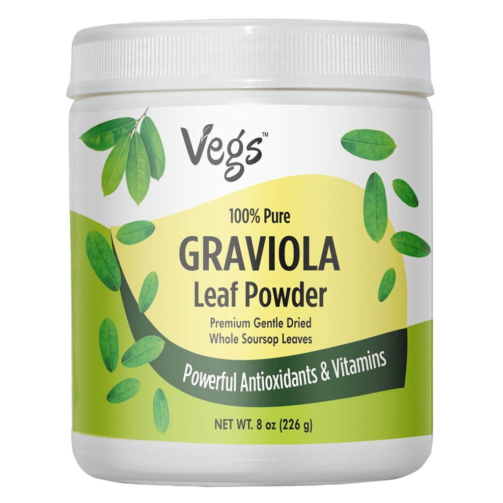 Graviola Soursop Leaf Powder - L'origine singola, True Green, Organic Graviola Leaves Powder - Gentle Dried & High Potency Soursop con potenti antiossidanti, vitamine - No Sugar, Non-GMO, 8 oz