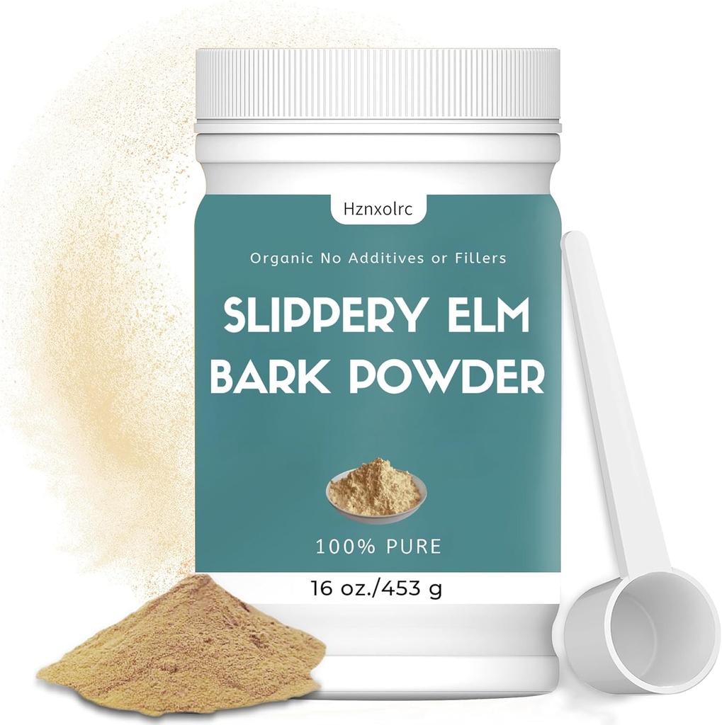16 oz Slippery Elm Powder Organic, Slippery Elm Bark Powder Organic, No Bitter Geschmack, 100% Pure & Natural, Instant, Food-Grade, Vegan, Pet Friendly
