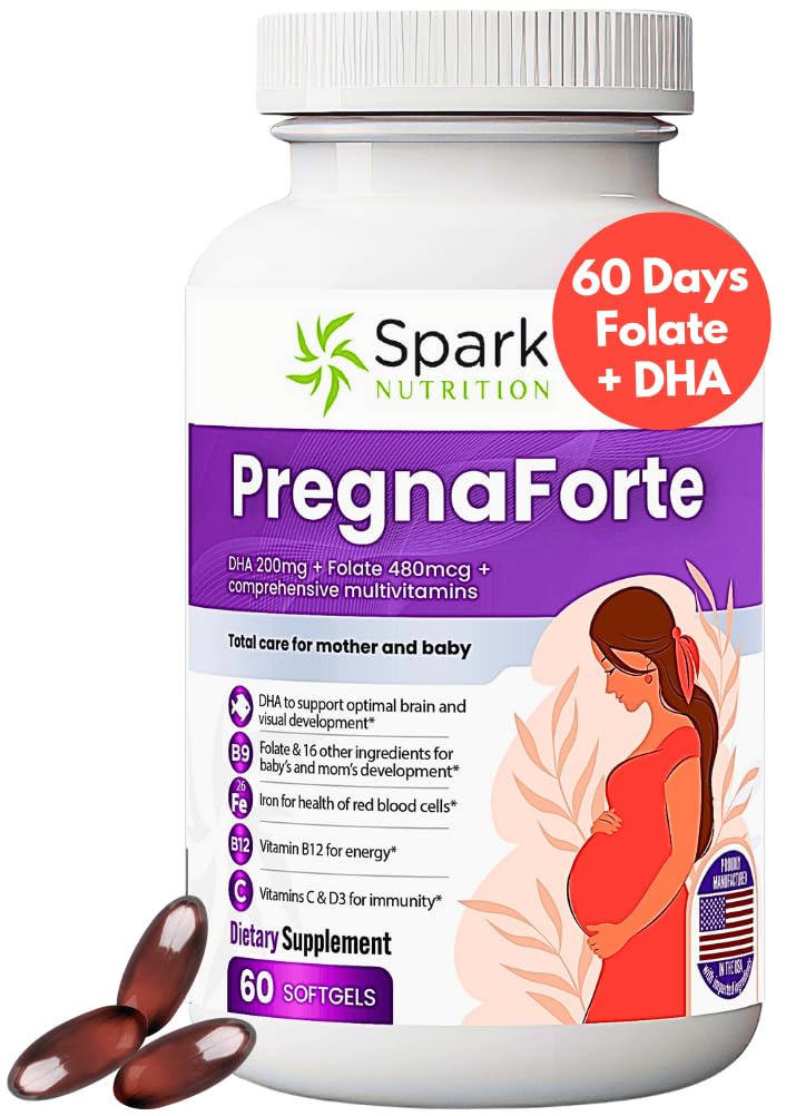 Schwangerschaft 1 Tag Pränatale Vitamine für Frauen 2 Monat: Folsäure, Fischöl Omega 3 DHA/EPA, Vitamin D3, B6, Vitmain B12, C, E, Calcium, Eisen, Magnesium, Zinkergänzung FSA HSA eligble multivitamin