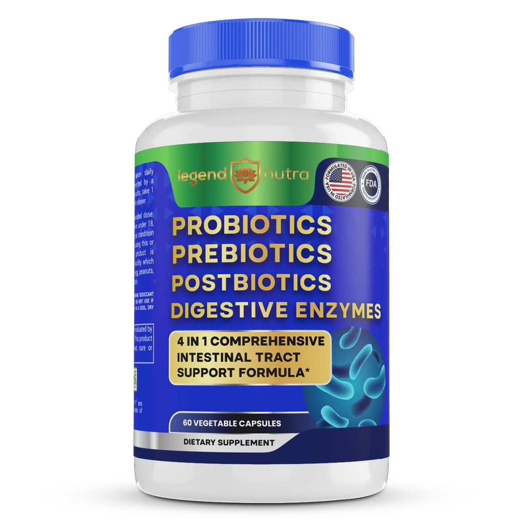 Probiotika Präbiotika Postbiotika Verdauungsenzyme 4 in 1 Formel 60 Zähler (Pack mit 1)
