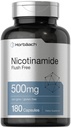 Horbäach Nicotinamid 500mg | 180 Kapseln | Flösh Kostenlose Nahrungsergänzung | Non-GMO und glutenfreies Vitamin