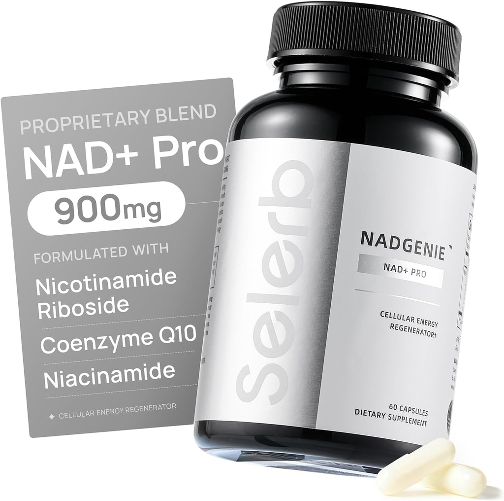 Selerb NR900 - NAD+ Ergänzung für Hautalterungsunterstützung, Zelluläre Energieunterstützung und Fokus, Hohe Potenz - 60 Zähler - Wellness Supplements Diät