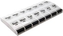 EZY DOSE Pulsante di spinta (7-giorni) Caso di pillola, Medico Planner, Vitamin Organizer, 2 volte al giorno, AM/PM Container, X-Large Comparti, Artrite Friendly, Facile da usare, Chiaro / Nero, BPA Free