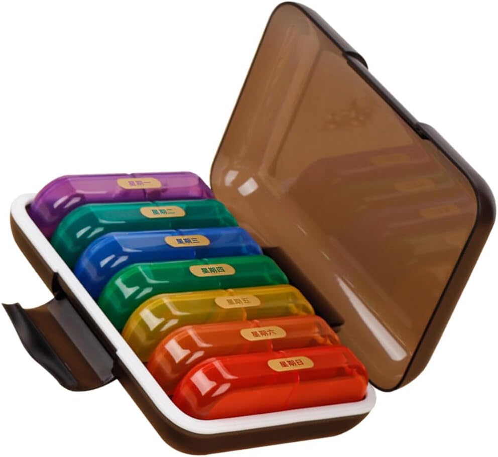 Cute Organizer per Senior Travel Medicine Holder 7-Day Pill Case Lightweight Portable Storage