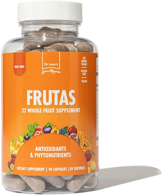 Santo Remedio Frutas, 22 Integratore alimentare, Antiossidanti e Phytonutrients, 90 capsule, 30 giorni di servizio
