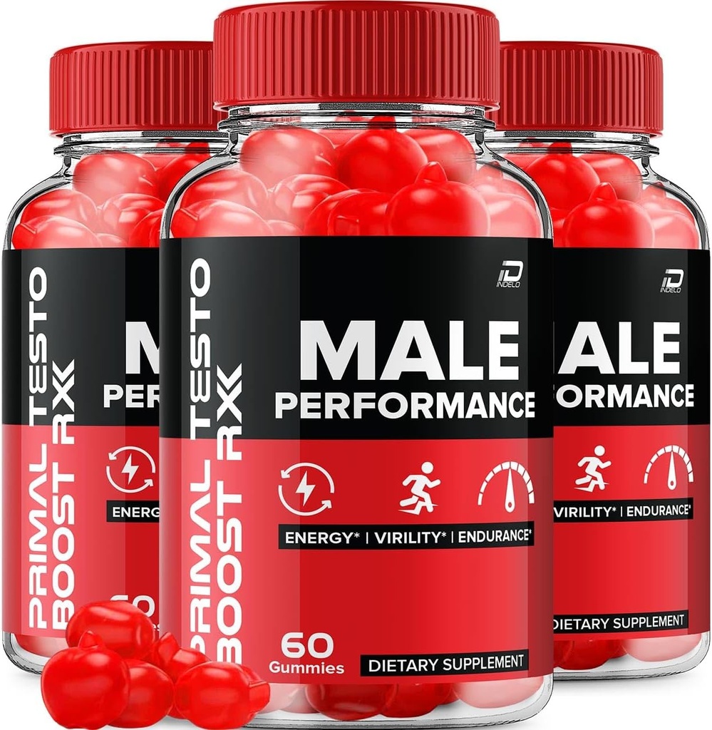 Primal Testo Boost RX ACV Gummies per gli uomini – PrimalTesto Boost RX Maschio ACV Gummies Integratore Naturale, Primal TestoBoost RX Gummies Recensioni (3 Pack - 180 Gummies)