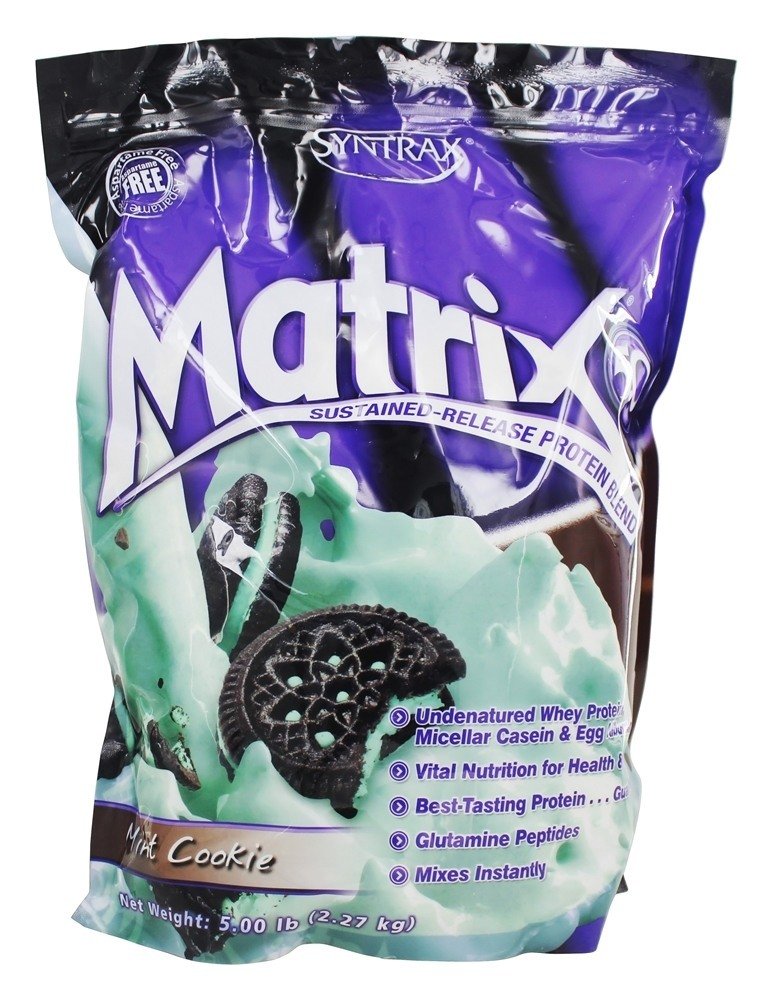 Matrice de nutrition Syntrax Poudre de protéines, Mélange à libération prolongée, Mint Cookie, 5 lbs.