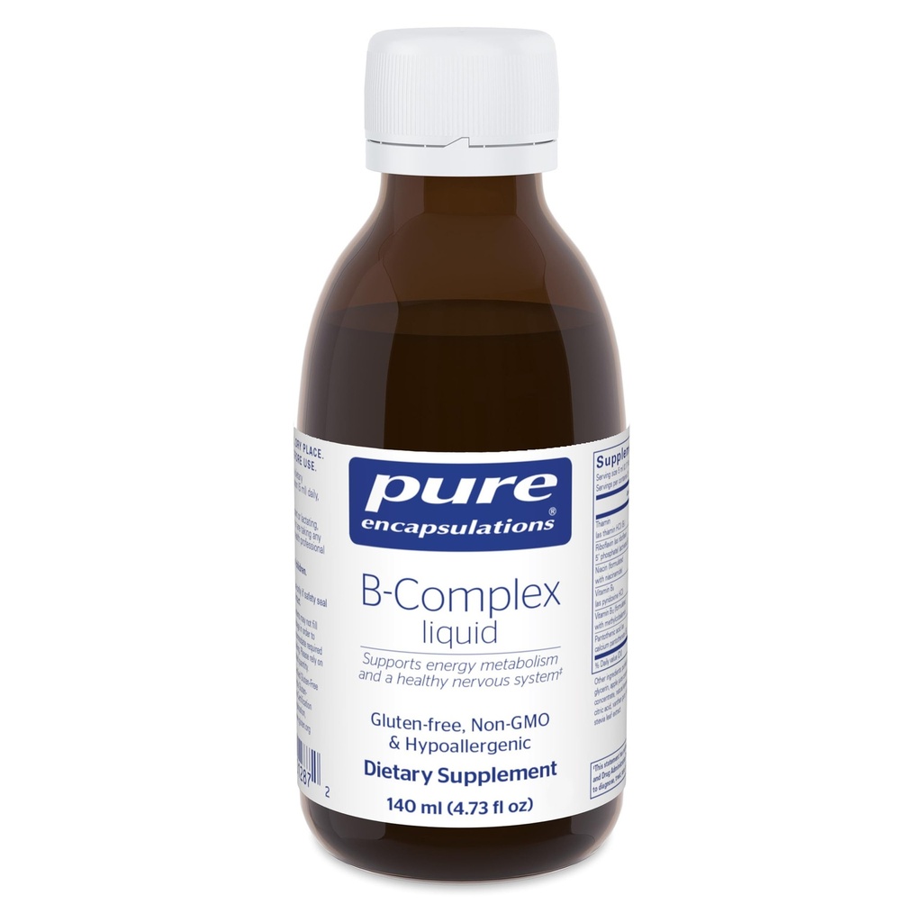 Encapsulations pures Liquide complexe B - Complexe Vitamine B liquide - pour le métabolisme des nerfs et de l'énergie* - Sans gluten et végétarien - 4,73 oz (140 ml)