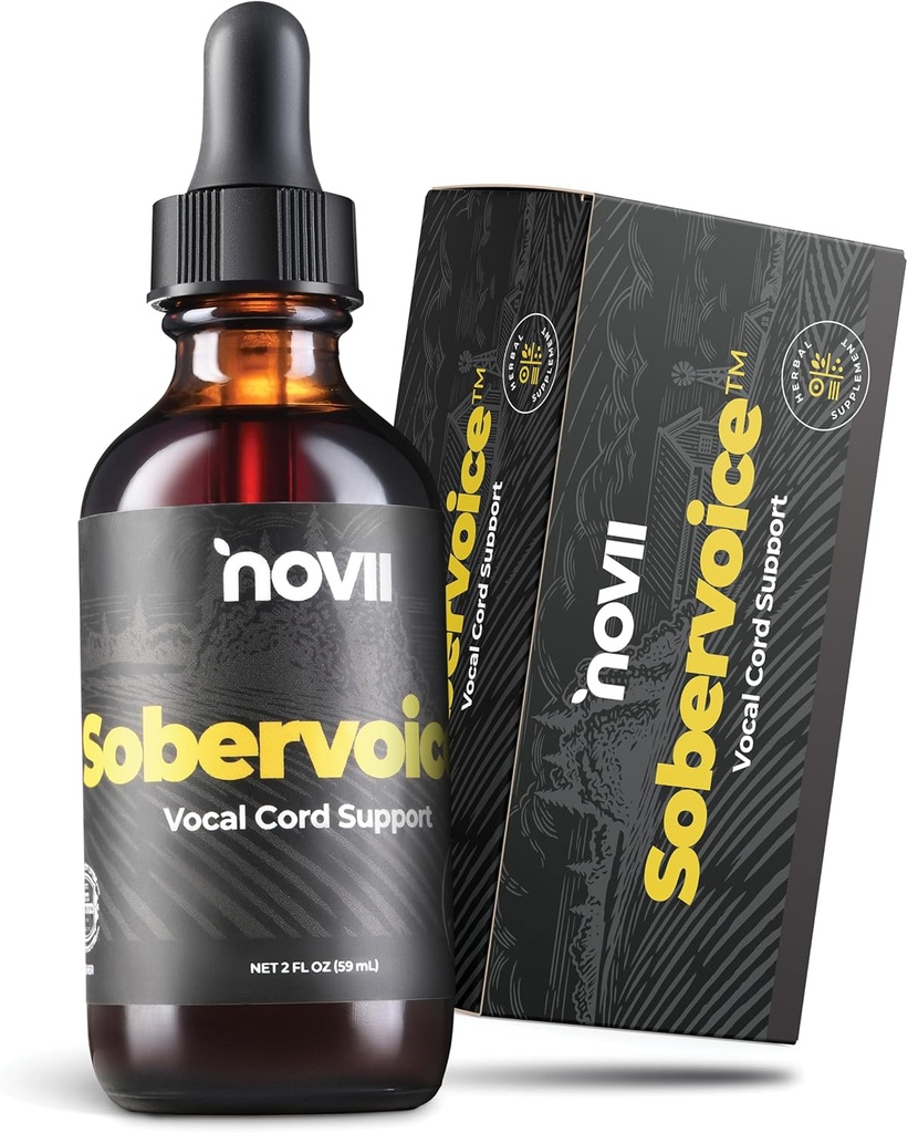 NOVII Sobervoice, Ultimate Vocal Health Drops - Herbal Relief aus Vocal Strain, Dryness & Hoarseness - Voice Enhancing Booster Drops, Vocal Relief für Sänger, Sprecher, Performer, 2 fl. oz.