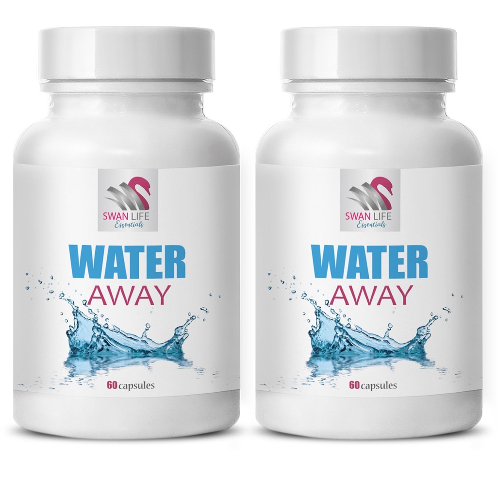 Natürliche Unterstützung - WATER AWAY - Wellness, Diuretische Formel, Wasserstütze, Natürliche Flüssigkeitsbilanz, Diuretische Kapseln, Flüssigkeitsbilanz, Natürliche diuretische Mischung, Wasserbilanz, Diuretic 2 Flasche 120 Kapseln