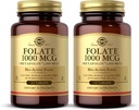Solgar Folate 1000 mcg - 120 Tablets, 2 Pack - 1000 mcg Bio-Active Metafolin - Vegan, Glutenfrei, Dairy Free, Kosher - 240 Total Servings