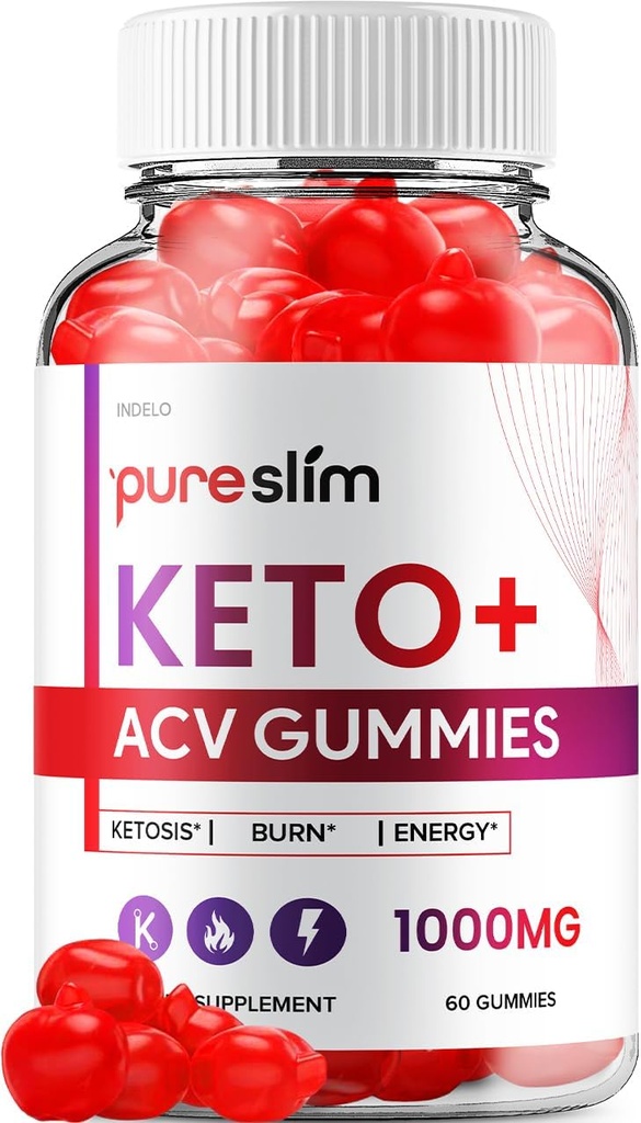 Pure Slim Keto ACV Gummies - Advanced Formula PureSlim Keto Plus ACV Gummies Aceto di Mela Sidro Pure Slim ACV Gummies Integratore alimentare Recensioni Uomo Donne (60 Gummies)