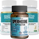 Spermidina & Fisetin Longevity Bundle: 20 mg Spermidina + 300 mg Fisetin + Enzimi digestivi per la salute del fegato – Difesa dell'invecchiamento, Rinnovamento cellulare e sollievo digestivo per gli uomini e le donne