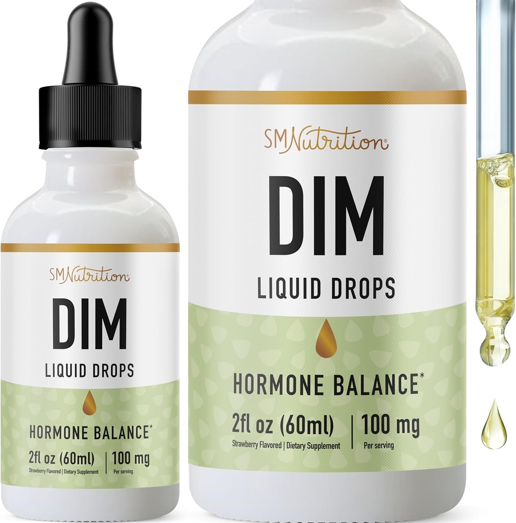DIM Liquid Drops Supplemento 100mg per Estrogen Balance per le donne e gli uomini | Equilibrio dell'ormone, Menopausa Supplementi per le donne, Supporto PMS & Antiossidante | Vegan, Non-GMO, Testato di terze parti