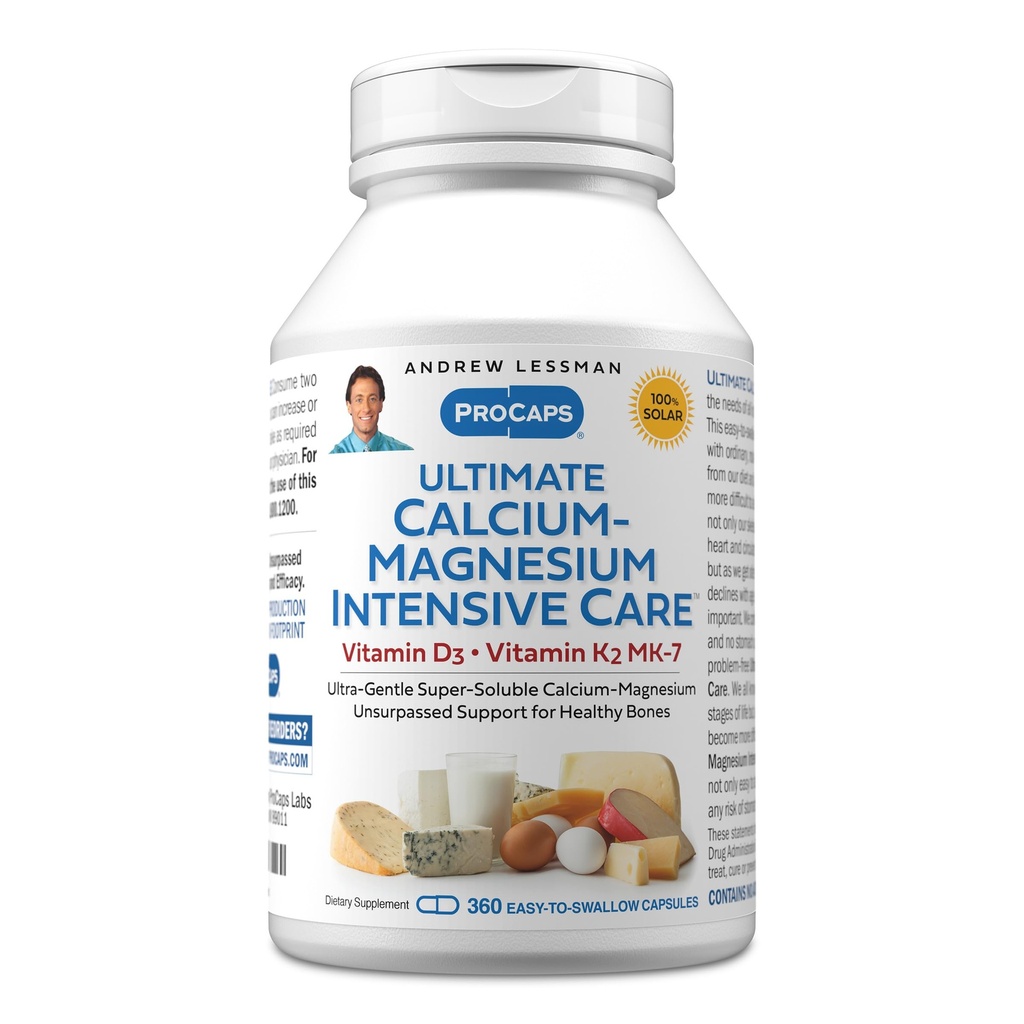 ANDREW LESSMAN Ultimate Calcium-Magnesium Intensivpflege mit Vitamin D3 & K2 MK7-120 mcg - 360 Kapseln – Knochen und Skeleton Health Essentials. Sanft, einfach zu schwalben, Super Soluble. Keine Zusatzstoffe