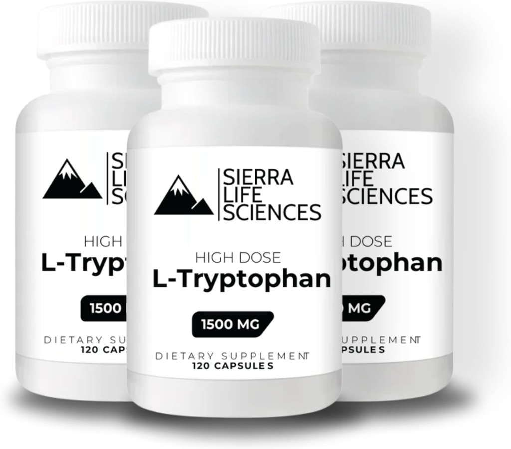 1500mg High Dose L-Tryptophan Max in capsule Easy-to-Swallow | senza glutine, non OGM | 40 Serve (3-Pack)