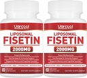 Supplemento Fisetin 2000mg per invecchiamento sano e longevità, salute della pelle, cervello - soia gratis, vegetariano - 60 softgels(2 bottiglie)