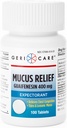 Mucus Relief Tabletten von Geri-Care | Expectorant für Chest Congestion Relief | Guaifenesin 400mg | 100 Count Bottle