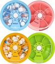 INVODA Wöchentliche Pille Organizer 7 Kompartment rotierende Pille Box für tägliche Medikamente & Vitamine - Tragbare Reise Pille Fall Fischöl ergänzt Vitamine Organizer (4PCS)