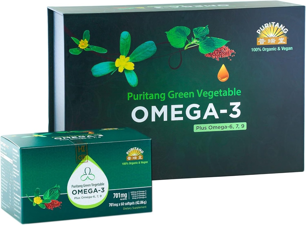 Légume vert Omega 3 Plus Omega 6,7,9 Fabriqué à partir de graines de Purslane et de Perilla. Il contient plus de 61% de concentration d'ALA Oméga 3-Le plus élevé possible sans additifs chimiques