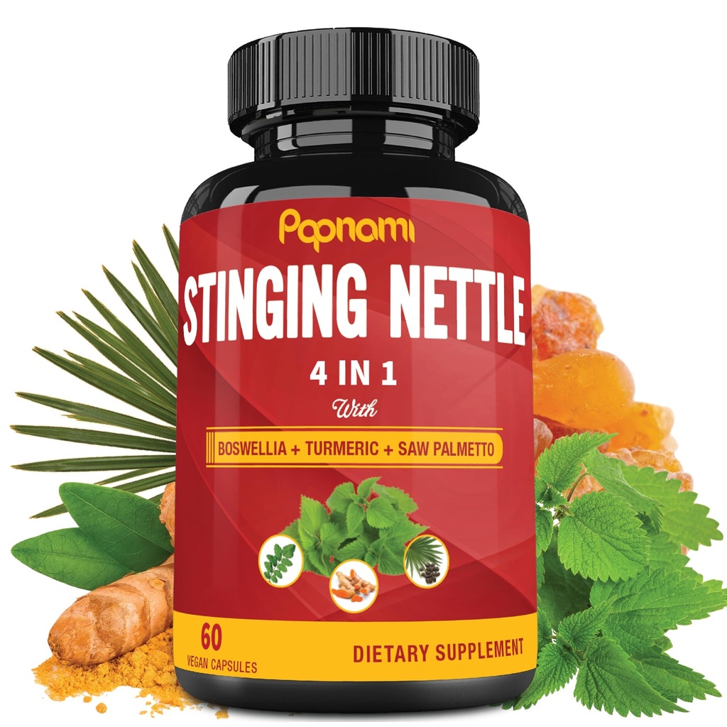 Capsules d'extrait de Nettle avec Boswellia, Turmeric & Saw Palmetto - 2 mois d'approvisionnement pour l'articulation, la gestion du corps, la peau, les cheveux et l'immunité