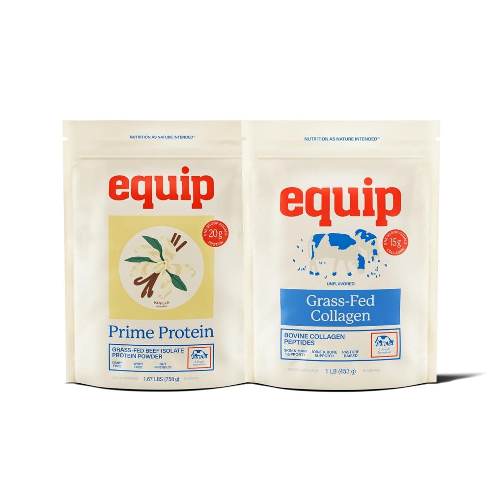Equip Foods Prime Protein Powder Vanilla & Grass Fed Collagen Polvere non aromatizzata