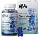 Selvatico e organico L Glutathione Gummies - Glutathione ridotta 500mg per il supporto antiossidante - Integratore Detox per la pulizia del fegato - 60 Vegan, Non OGM, Pectin-Based Chews
