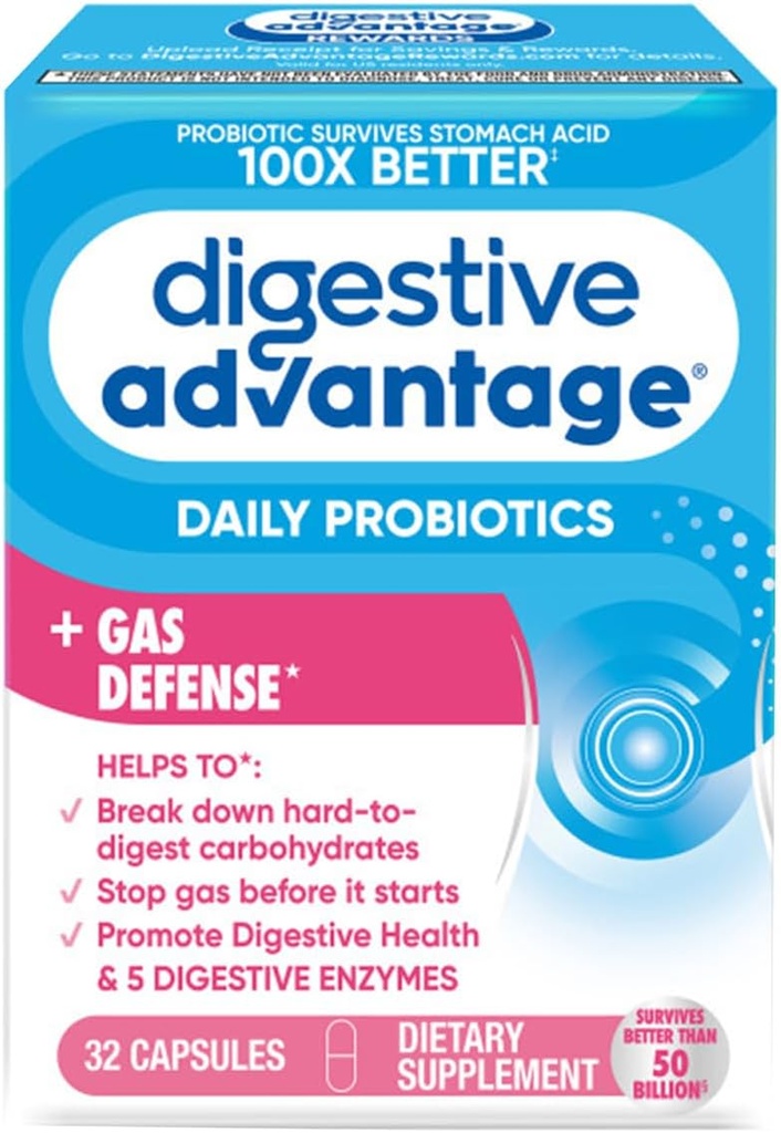 Verdauungsvorteil Fast Acting Enzymes + Daily Probiotic Prevent Gas & Break Down Food Partikel 32 Count Capsules