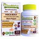 Peruviano Maca Root Capsule 150 ct. Potente miscela Maca di Giallo Rosso & Nero Radice Maca con Pepe Nero. Tutto naturale Non OGM Vegan Nessun Stearato Polvere di riso No Silica No Filler