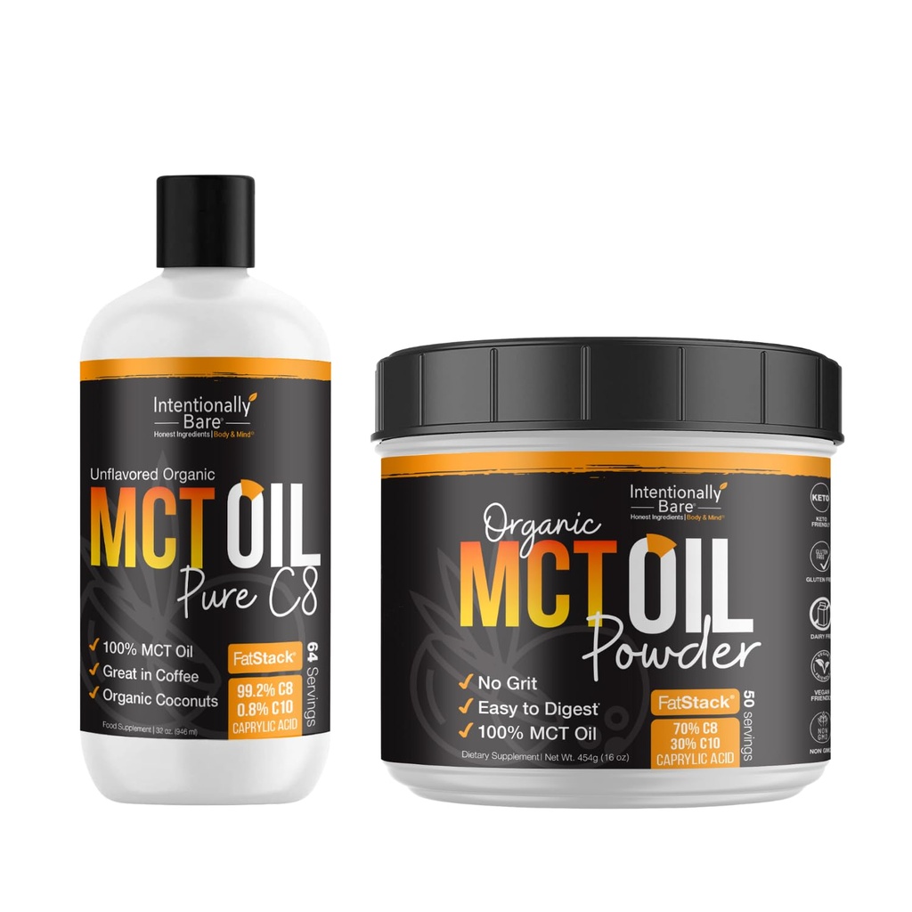 MCT Ölpulver und reines C8 MCT Öl Bundle