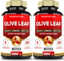 Estratto di foglie di oliva 5in1 per 4 mesi 6050mg con Garcinia, tè verde, caffè verde & pepe nero - salute cardiovascolare, benessere e supporto immunitario - 2 pacchetti 60 capsule