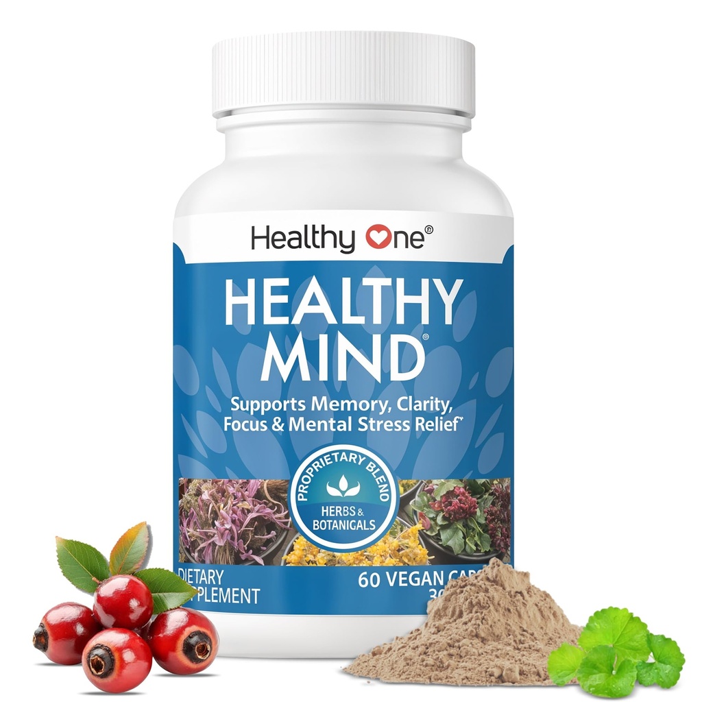 Gesunder Geist - Sicher für Teens - Brain Fog - Kognitive Funktion - Konzentration - Fokus - Neural Optimierung - Stimmung - Ginkgo Biloba - Ginseng - Rhodiola - Bacopa - Gotu Kola - Grüner Tee - 60 Zähler