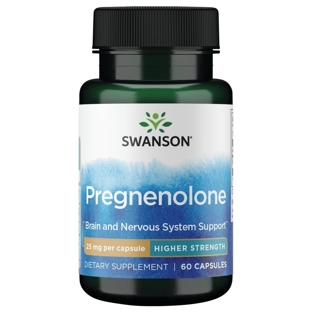Swanson Prégnénolone haute puissance 25 Milligrammes 60 Capsules
