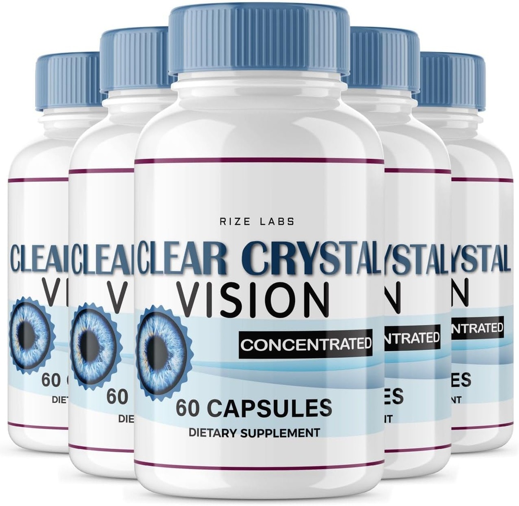 rize labs (5 Pack) Clear Crystal Vision Supplement, Clear Crystal Vision for Blurry Eyes, ClearCrystal Vision to Support Healthy Eye Functions, Clear Crystal Vision Formula Reviews (300 Capsules)