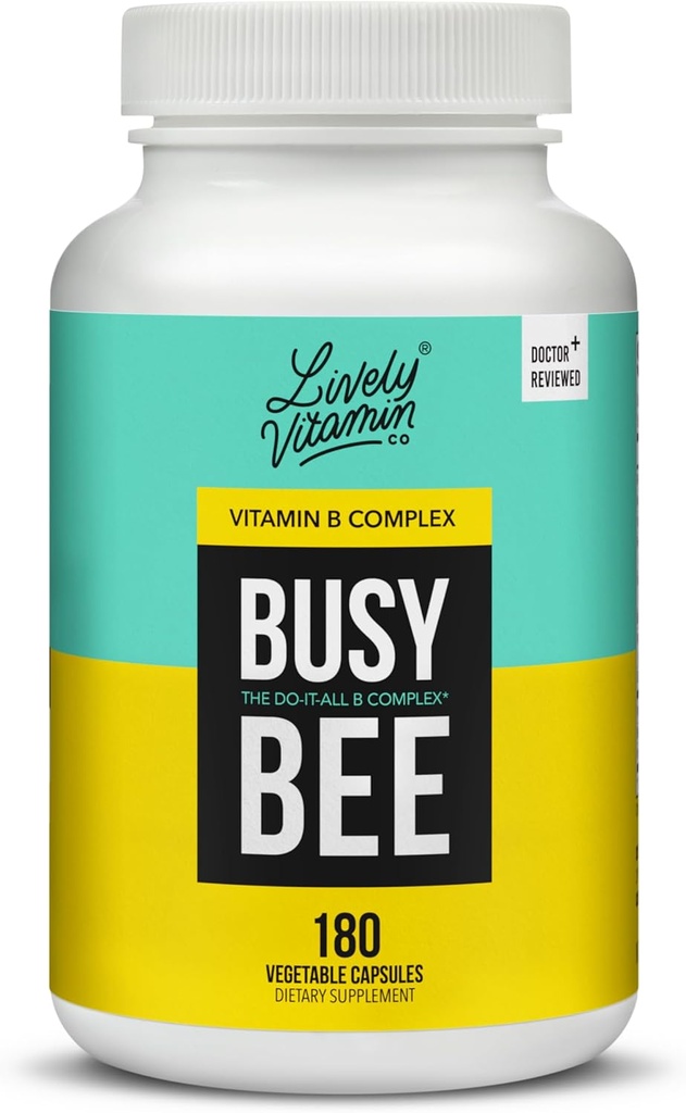 - Oui. Abeille occupée - Complexe Vitamine B hautement biodisponible avec Choline - Énergie - Stress - Brain Fog - Clarté mentale - Dommages oxydatifs - Sans gluten de soja laitier - 180 capsules de végétalien
