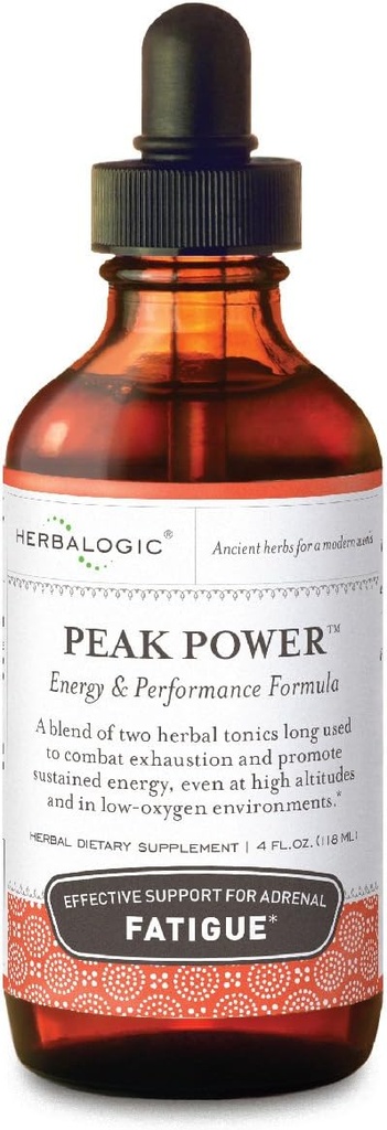 Herbalogic - Peak Power Liquid Herb Drops - Stimulant-Free Natural Energy Formel zur Bekämpfung von Adrenal Fatigue & Improve Physical Stamina - Enthält American Ginseng & Astragalus - 4 Fl. Oz.