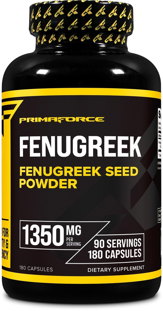 Primaforce Fenugreek Seed Capsules (180 Kapseln / 1350mg pro Servierung, 2 Kapsel Servierungen) - Premium Kräuterergänzung für Männer und Frauen, Non-GMO, Glutenfreie Ergänzung