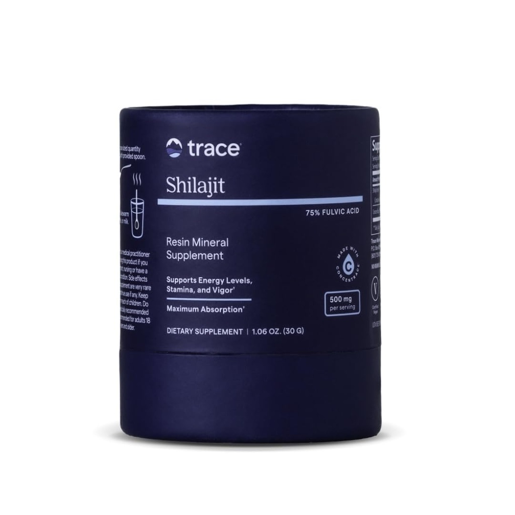 Trace Minerals Shilajit Resin 500mg - Nahrungsergänzung für Gehirn & Verdauungs-Gesundheit - Mineralische Ergänzung zur Immun-Gesundheit & tägliche Energie - Formel mit Fulvic Säure - 30g (Über 60 Portionen)