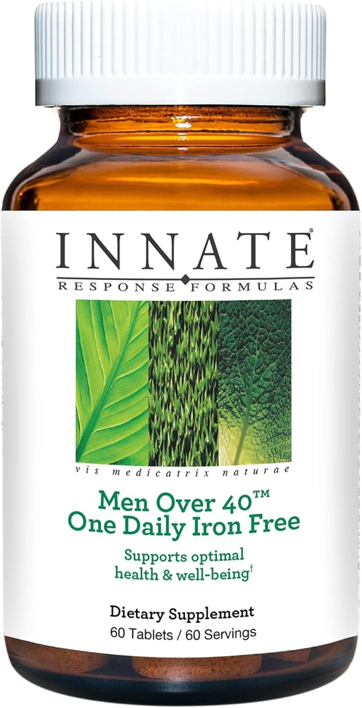 Formula di risposta INNATE Uomini Più di 40 Un Ferro Quotidiano Gratis - Multivitaminico Giornaliero Per Uomini 40+ - Senza Ferro - Con Vitamine B - Vegetariano, Non OGM - Fatto Senza 9 Allergeni Alimentari - 60 Conta (60 Serve)
