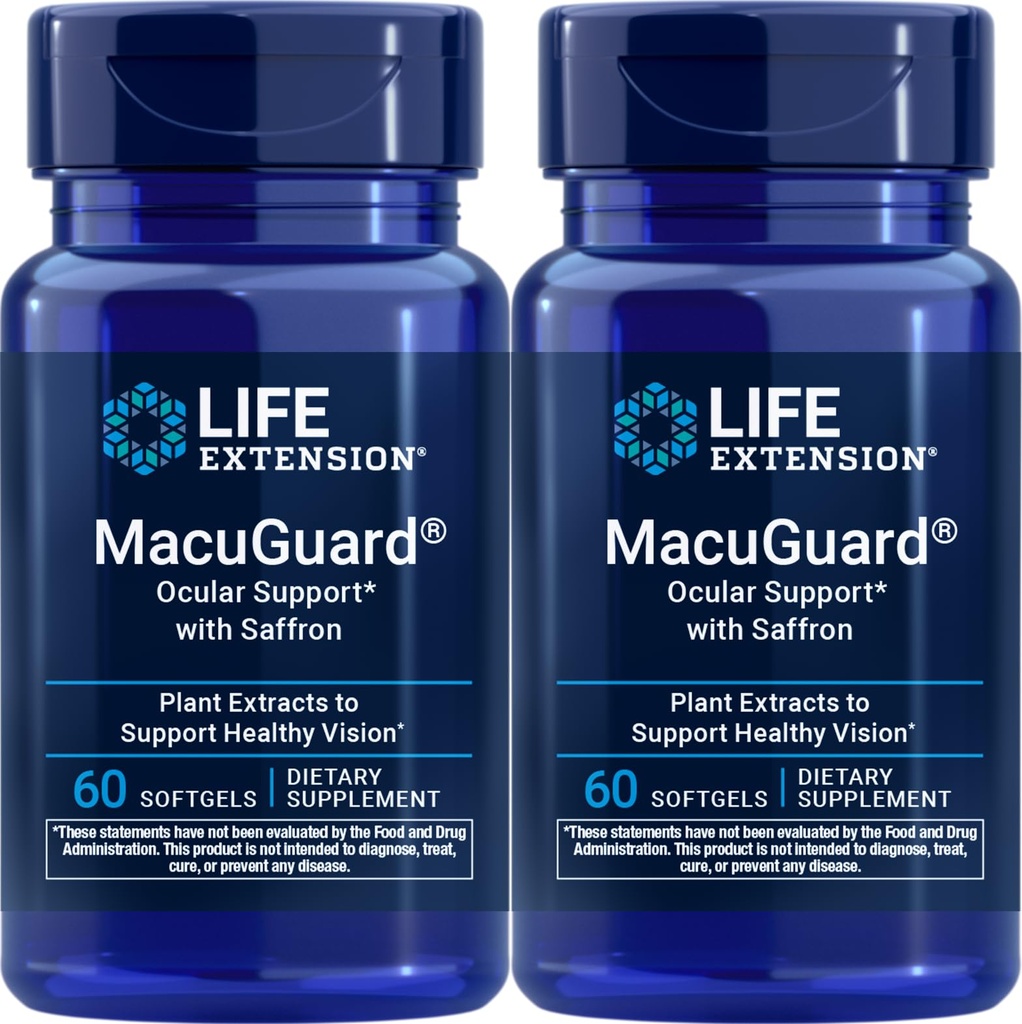 Life Extension MacuGuard Ocular Support mit Saffron, 60 Softgels (Pack von 2)