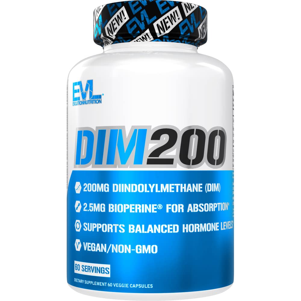EVL Diindolylmethan Ergänzung für Männer - Fortgeschrittene DIM 200mg mit Dim Plus Bioperine für verbesserte Absorption - Vegan Non-GMO Hormon Balance Supplement für verbesserte Energie Stimmung und Leistung