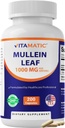 Vitamatic Mullein Leaf 1000mg pro Servierung - Unterstützt gesunde Atmungsaktivität, Bronchial & Immunfunktion - 200 Kapseln