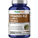 NusaPure Vitamin K2 MK7 120 mcg 200 Veggie Caps (Soy Free, Non-GMO, Vegan)