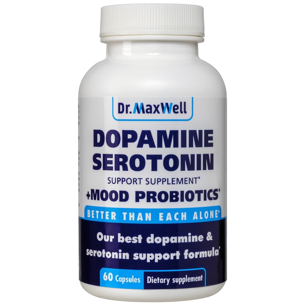 Serotonina e Dopamina Integratori con Mood Probiotic, 5in1 Supporto per (1) Dopamina (2) Serotonina (3) Mood (4) Relax (5) Focus & Brain, 60 Capsule
