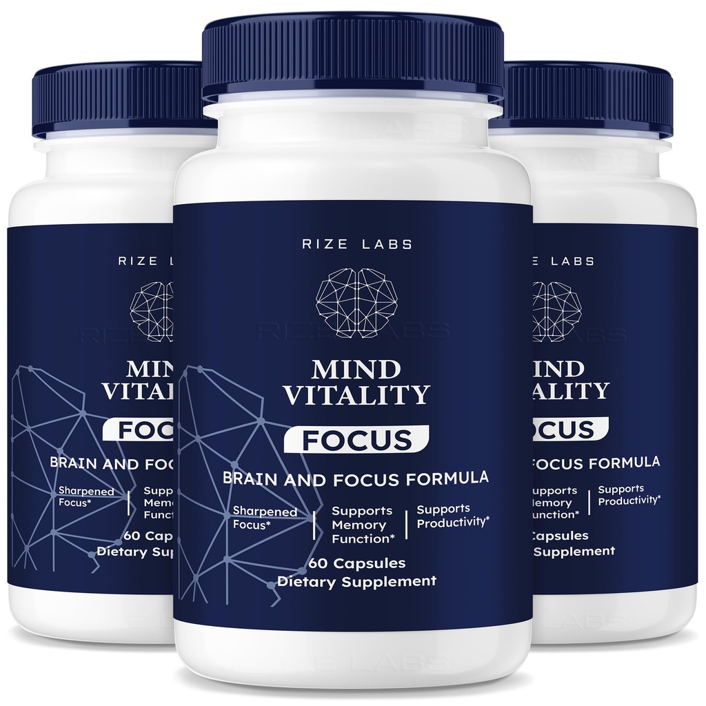 Rize labs Mind Vitality Focus Brain Supplement, Mind Vitality to Boost Focus and Concentration & Evitare Mid-Afternoon Fatigue, Mind Vitality Advanced Formula Recensioni (180 Capsules) (Pack of 3)