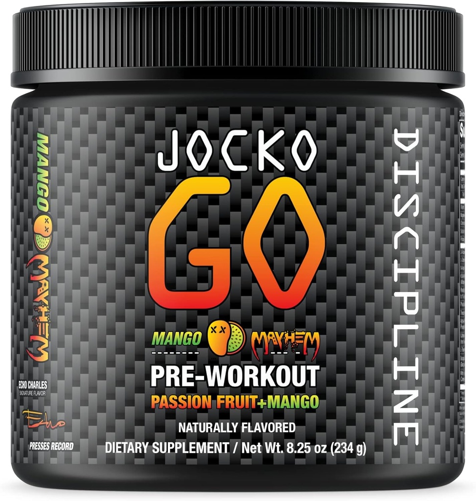 Jocko Fuel Pre Workout Powder mit L-Citrulline, Nootropic & Caffeine for Endurance & Stamina - Keto, Low Sugar Blend for Distance Running, Cycling, Jiu Jitsu - 30 Portionen (Mango)