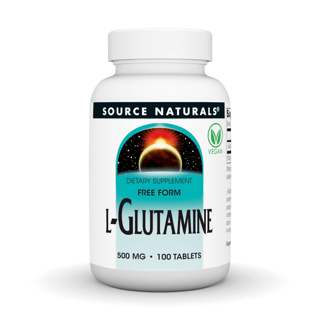 Quelle Naturals L-Glutamin, freie Form Aminosäure, die Metabolic Energy*, 500mg - 100 Tabletten unterstützt