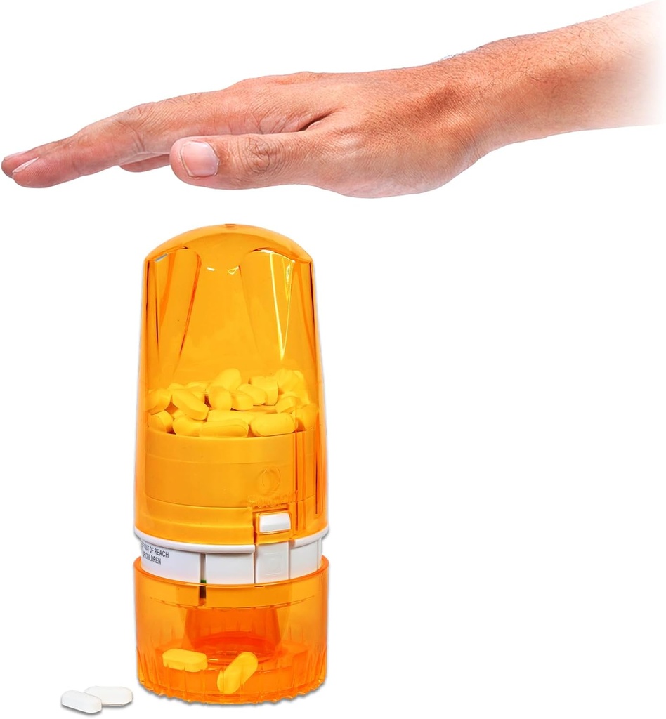 Dispenser Pillola - Portapacchi per Adulti & Senior - Lock Feature - Arthritis Friendly - One Push, One Pill - Effortless & Hygienic - 75 Round Tablets